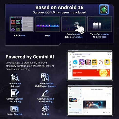 تابلت 10 بوصة مع لوحة مفاتيح، 2026 Gemini AI، 24 جيجابايت + 256 جيجابايت + 2 تيرابايت (حافظة وردية) in Kuwait