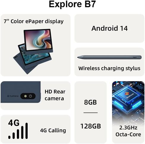 Bigme B7 7-Inch Color ePaper Tablet with 8+128GB Storage and 4G Calling Capability in Saudi Arabia