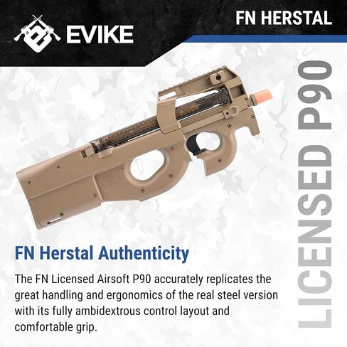 Evike Airsoft - FN Herstal Licensed P90® Full Size Metal Gearbox AEG Airsoft (Color: Dark Earth/Gun Only) in Saudi Arabia