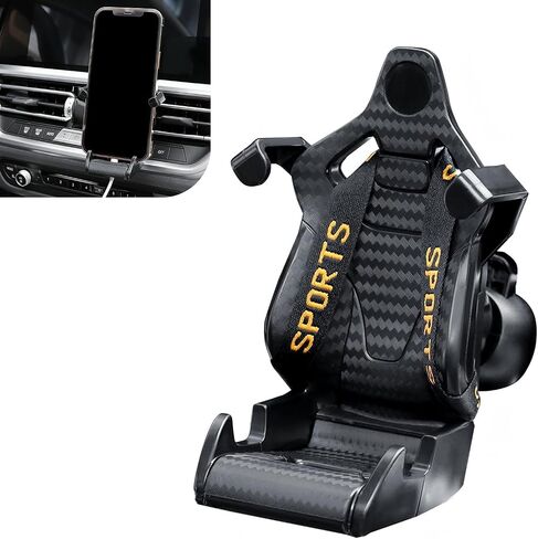 Racing Seat Cell Phone Holder, 360 Degree Rotatable Car Air Vent Phone Mount, Retractable Smartphone Stand for Most Phones, Universal for Most Car Air Vents (Gold) in Saudi Arabia