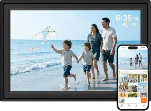 Digital Picture Frame with 10.1" Touchscreen Load Photo from Phone via WiFi in Kuwait