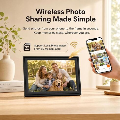 Digital Picture Frame with 10.1" Touchscreen Load Photo from Phone via WiFi in Kuwait