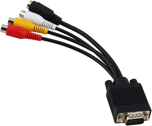 Drfeify VGA SVGA to SVideo 3 TV AV Converter Cable Adapter for Desktop Computers, Connector Composite Cable for Easy Connection in Kuwait