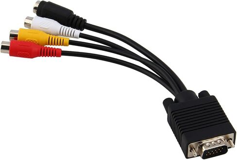 Drfeify VGA SVGA to SVideo 3 TV AV Converter Cable Adapter for Desktop Computers, Connector Composite Cable for Easy Connection in Kuwait