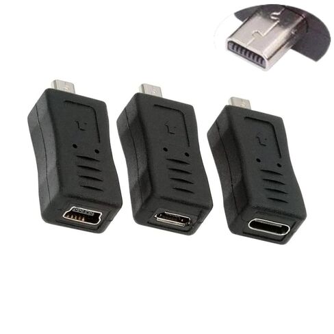 chenyang 3 Pack Mini 8Pin to USB 2.0 Adapter,USB C/Mini USB/Micro USB to Mini 8Pin Data Transfer Charging Converter Adapter in Kuwait