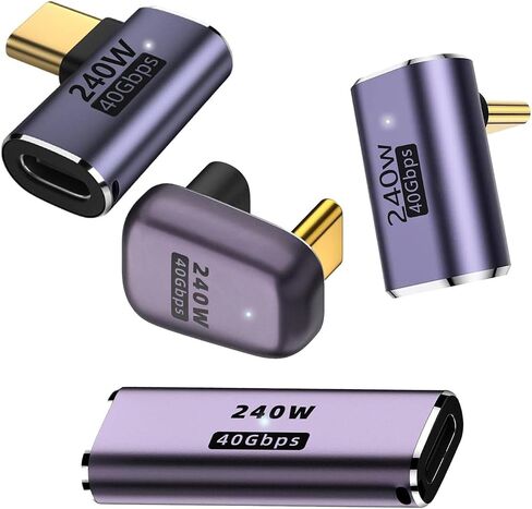 USB C 90 Degree Adapter, USB C Right Angle Adapter with 40Gbps PD 240W 8K@60Hz Video Charging, Compatible with Steam Deck, Switch, VR and More Type C Devices (4-Piece) in Kuwait
