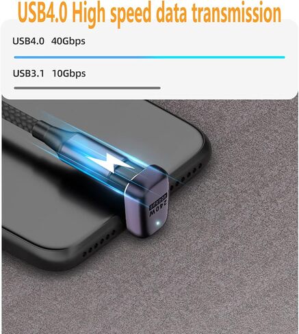 USB C 90 Degree Adapter, USB C Right Angle Adapter with 40Gbps PD 240W 8K@60Hz Video Charging, Compatible with Steam Deck, Switch, VR and More Type C Devices (4-Piece) in Kuwait
