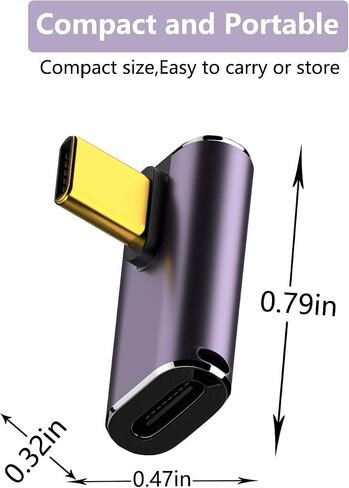 USB C 90 Degree Adapter, USB C Right Angle Adapter with 40Gbps PD 240W 8K@60Hz Video Charging, Compatible with Steam Deck, Switch, VR and More Type C Devices (4-Piece) in Kuwait