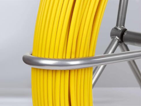 425FT Fish Tape Fiberglass 1/4 inch(6MM) Fishing Wire Puller Duct Rodder Cable Running Electrical Fishtape Tool Rod with Steel Reel Stand through Wall Pipe Length Marking In Meter in Kuwait