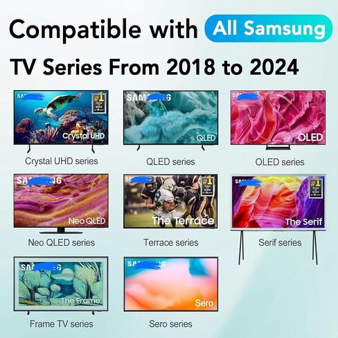 2-Pack Replacement Remote for Samsung Smart TV Compatible with All Samsung Frame LED QD Neo QLED 4K HDR Smart TVs from 2018 to 2024 Universal IR Control, No Voice Required 4 Quick-Access Buttons in Kuwait