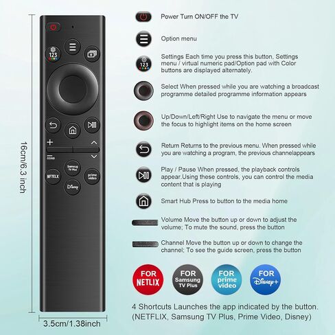 2-Pack Replacement Remote for Samsung Smart TV Compatible with All Samsung Frame LED QD Neo QLED 4K HDR Smart TVs from 2018 to 2024 Universal IR Control, No Voice Required 4 Quick-Access Buttons in Kuwait