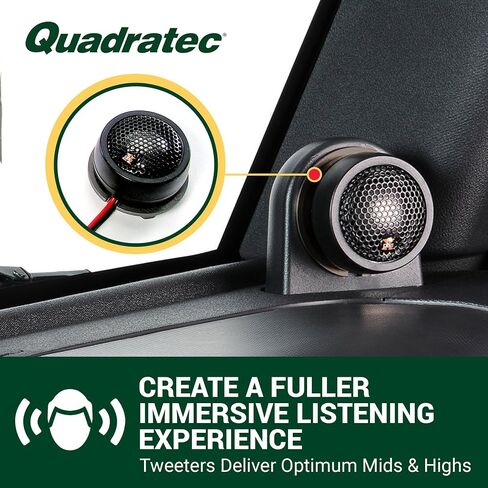 Quadratec Super Tweeters - Sold as Pair - Fits Jeep Wrangler JK & Unlimited 4-Door 2011-2014 - Large 1 Aluminum Domed Swivel Tweeters - 50 Watt Rms with 100 Watt Peak - Made in The USA in Kuwait