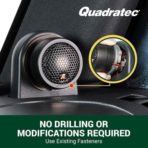 Quadratec Super Tweeters - Sold as Pair - Fits Jeep Wrangler JK & Unlimited 4-Door 2011-2014 - Large 1 Aluminum Domed Swivel Tweeters - 50 Watt Rms with 100 Watt Peak - Made in The USA in Kuwait