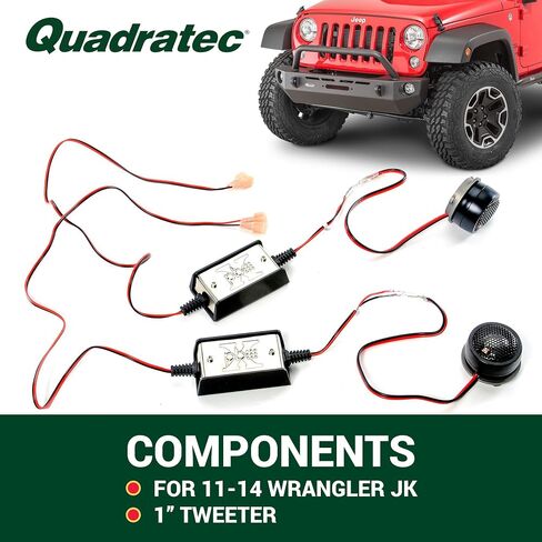 Quadratec Super Tweeters - Sold as Pair - Fits Jeep Wrangler JK & Unlimited 4-Door 2011-2014 - Large 1 Aluminum Domed Swivel Tweeters - 50 Watt Rms with 100 Watt Peak - Made in The USA in Kuwait