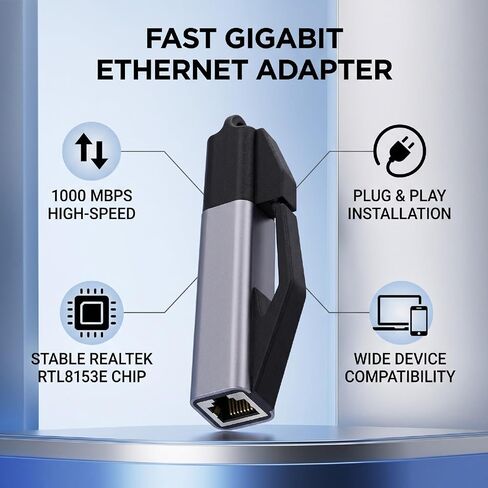 Dpofirs USB C Ethernet Adapter, 1000Mbps RJ45 Male to USB C Female Gigabit Network Adapter for Laptop Tablet Smartphone, Plug and Play in Kuwait