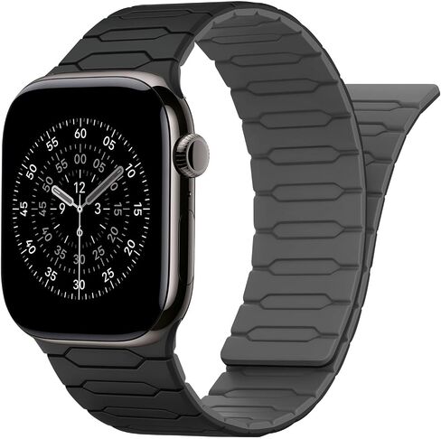 Magnetic Band Compatible with Apple Watch Band 49/46/45/44/42mm for Men Women, Sport Silicone Magnetic Loop Strap for iWatch Ultra SE Series 11 10 9 8 7 6 5 4 3, (Dark Brown-Light Brown) in Saudi Arabia