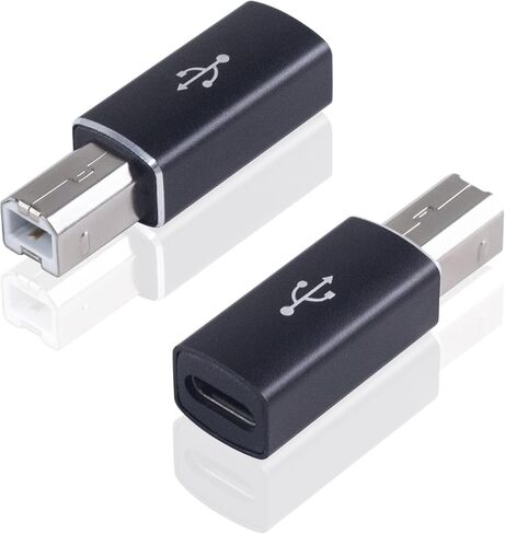 Danfetsoy USB C Male to USB B Female Printer Adapter, USB B to USB C Printer Adapter, Type C to MIDI Convert Connector for Synthesizer, DJ Controller, Keyboard, Electronic Pianos/Drum, 2Pcs in Kuwait