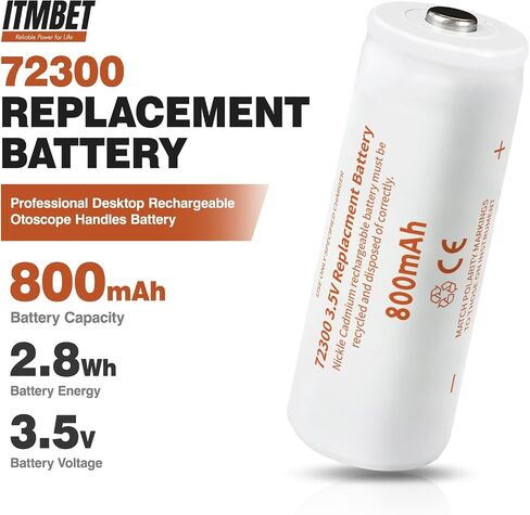 2-Pack Replacement Battery for Welch Allyn 72300 3.5V 800mAh Ni-Cd Rechargeable Battery Compatible with Otoscope 71000-A, 71000-C in Kuwait