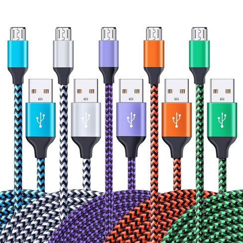 Micro USB Cable, 5Pack 6ft High Speed Nylon Braided Android Charging Cables in Kuwait