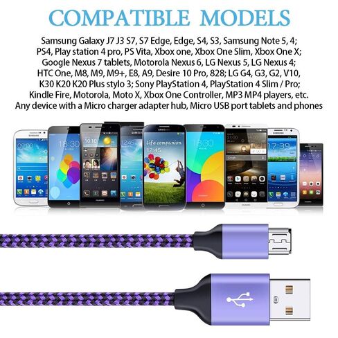 Micro USB Cable, 5Pack 6ft High Speed Nylon Braided Android Charging Cables in Kuwait