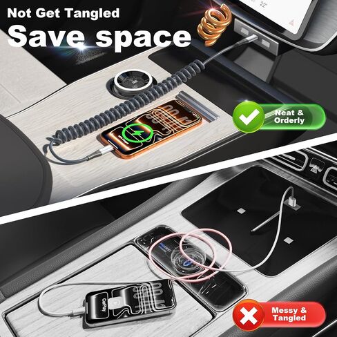 Quickeep USB C Cable 3FT 2Pack Coiled USB C to USB C Charger Cable for Car in Kuwait