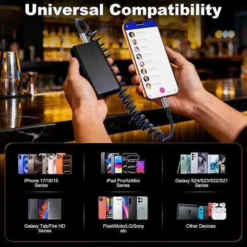 Quickeep USB C Cable 3FT 2Pack Coiled USB C to USB C Charger Cable for Car in Kuwait