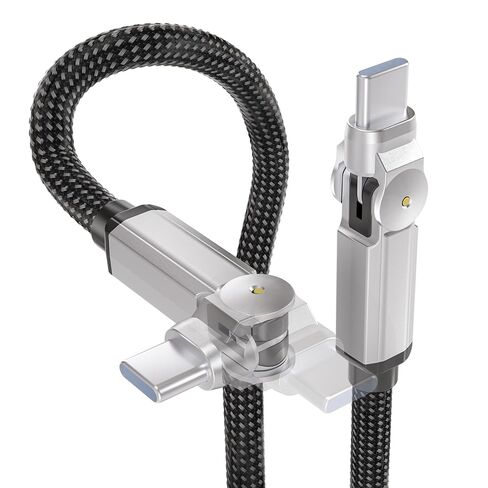 90 Degree USB C Cable Swivel Cord with 180° Rotating Head - 6.6FT Nylon Braided USB C to USB C Charger Cord with 60W Fast Charging, Data Sync, Apple Carplay for iPhone 17/16/15, iPad, Galaxy, Mac in Saudi Arabia
