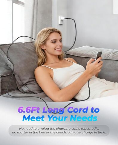 90 Degree USB C Cable Swivel Cord with 180° Rotating Head - 6.6FT Nylon Braided USB C to USB C Charger Cord with 60W Fast Charging, Data Sync, Apple Carplay for iPhone 17/16/15, iPad, Galaxy, Mac in Saudi Arabia