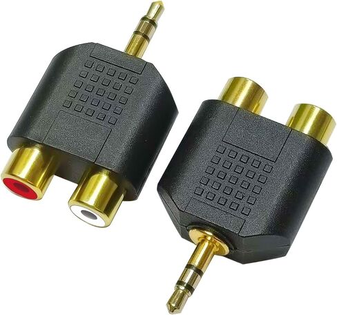 HTDYOO 3.5mm TRS Male to Dual RCA Female Stereo Audio Adapter, 2 Pack in Kuwait