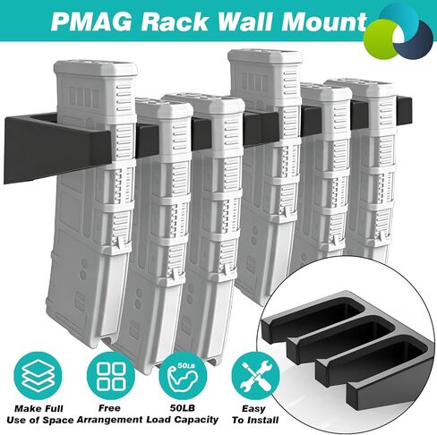 StrongTools PMAG Wall Mount, AR Magazine Holder for Gun Safe & Locker Storage, Heavy Duty ABS 3-Slot Mag Rack for PMAG 30 Round 5.56/.223, Ammo Display Organizer Screw-in Permanent Mount (2-Pack) in Kuwait