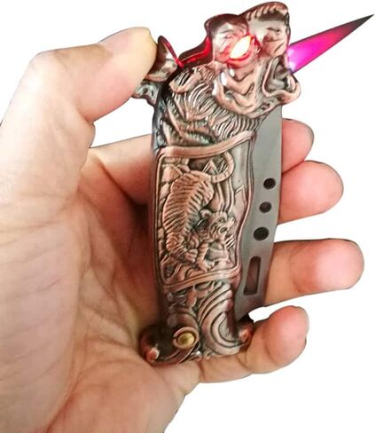 Pocket Knife Windproof Lighter Butane Metal Lighter, Eagle Head Design,Outdoor Survival Tool,Gifts for Men（Come Without Gas） in Kuwait