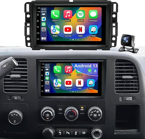 7inch 5GWiFi Upgrade Car Radio for GMC Sierra 1500 2007-2013, Chevy Silverado 1500 2007-2013, Yukon Tahoe 2007-2014, Acadia Equinox Enclave HD Touch Screen Stereo, Carplay Android Auto GPS FM Camera in Kuwait