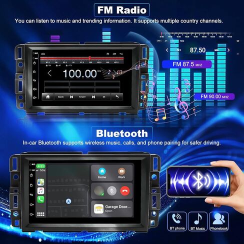 7inch 5GWiFi Upgrade Car Radio for GMC Sierra 1500 2007-2013, Chevy Silverado 1500 2007-2013, Yukon Tahoe 2007-2014, Acadia Equinox Enclave HD Touch Screen Stereo, Carplay Android Auto GPS FM Camera in Kuwait