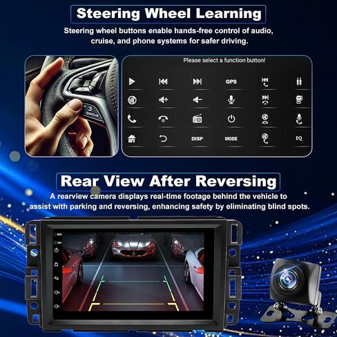 7inch 5GWiFi Upgrade Car Radio for GMC Sierra 1500 2007-2013, Chevy Silverado 1500 2007-2013, Yukon Tahoe 2007-2014, Acadia Equinox Enclave HD Touch Screen Stereo, Carplay Android Auto GPS FM Camera in Kuwait