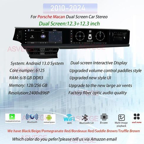 12.3 Inch 2K Dual Screen Car Stereo for Porsche Macan 2014-2017 8+256GB in Kuwait