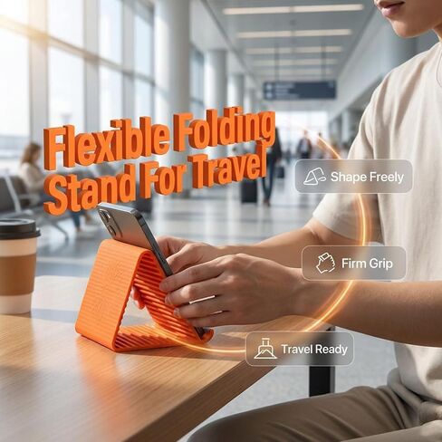 Portable Foldable Silicone Aluminum Phone Holder,Bendable Foldable Design,Silicone Phone Stand with Aluminum, Flexible Foldable Phone Holder for Tablet Laptop Desk Travel Non-Slip (1-Pack) in Kuwait