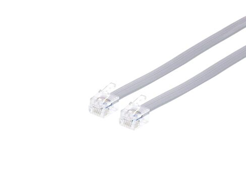 Networx® 7 Foot RJ12 Modular Data Cable - 6P6C Straight Through Pinout - Flat Silver Satin Serial Cord for POS, System Control, Data Logging in Saudi Arabia