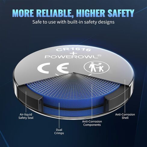 بطارية POWEROWL CR1616 مكونة من 6 قطع، بطارية ليثيوم CR 1616 3 فولت لمفتاح السيارة وجهاز التحكم عن بعد والساعة in Kuwait