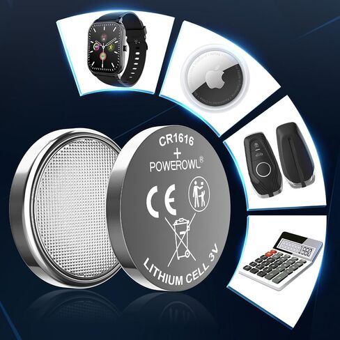 بطارية POWEROWL CR1616 مكونة من 6 قطع، بطارية ليثيوم CR 1616 3 فولت لمفتاح السيارة وجهاز التحكم عن بعد والساعة in Kuwait