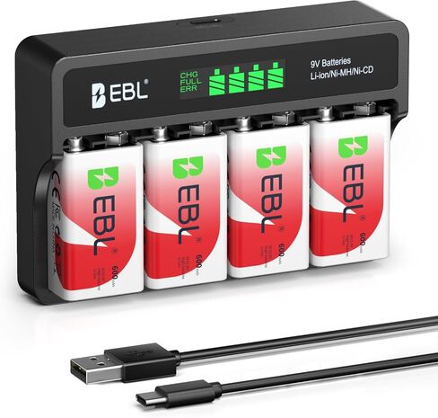 EBL 9V Rechargeable Batteries and LCD 9V Battery Charger in Saudi Arabia
