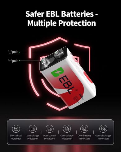 EBL 9V Rechargeable Batteries and LCD 9V Battery Charger in Saudi Arabia