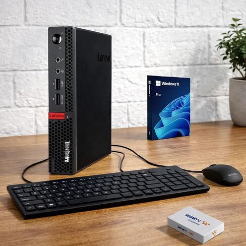 Lenovo ThinkCentre Micro Desktop, 4GB RAM, 128GB SSD Drive, AMD Processor & Graphics, Dual-Display Support, Wi-Fi, Bluetooth, USB, RJ-45, Home-Friendly, Business-Grade, Windows 11 Pro in Kuwait