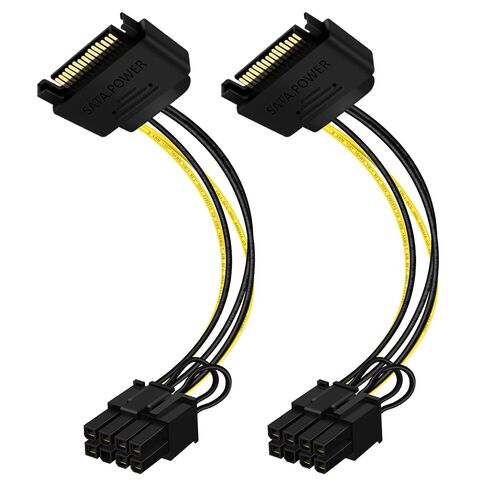 SATA 15 Pin to 8 Pin Pcie Cable 15 Pin SATA Male to 8 Pin (6+2 Pin) Pci Express Female, Graphic Video Card Power Cable Adapter 2 Pack in Kuwait