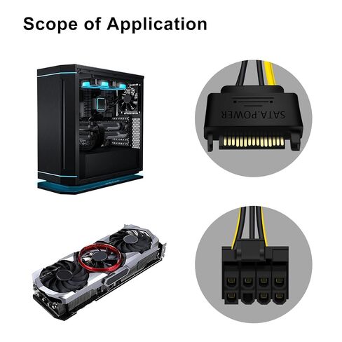 SATA 15 Pin to 8 Pin Pcie Cable 15 Pin SATA Male to 8 Pin (6+2 Pin) Pci Express Female, Graphic Video Card Power Cable Adapter 2 Pack in Kuwait