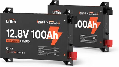 Litime 12V 100Ah Slim Self-Heating LiFePO4 Battery for RV Solar Van Truck in Kuwait