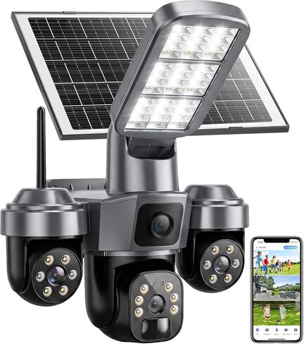 KEPEAK Floodlight Camera, Wireless Security Camera Outdoor Pan/Tilt, WiFi Cameras, 360° Panoramic View, Color Night Vision in Kuwait