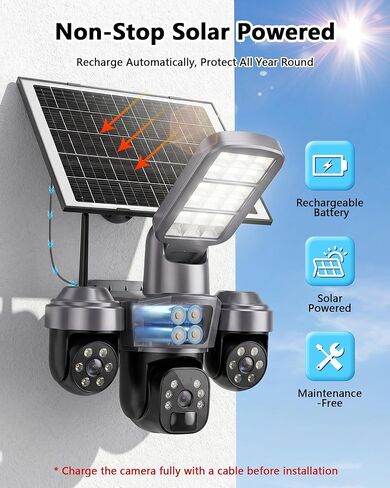 KEPEAK Floodlight Camera, Wireless Security Camera Outdoor Pan/Tilt, WiFi Cameras, 360° Panoramic View, Color Night Vision in Kuwait