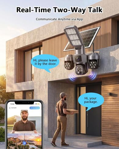 KEPEAK Floodlight Camera, Wireless Security Camera Outdoor Pan/Tilt, WiFi Cameras, 360° Panoramic View, Color Night Vision in Kuwait