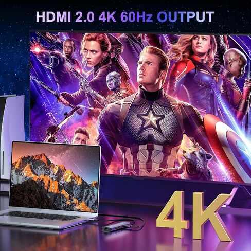 USB C Hub Ethernet Multiport Adapter, KOZYC 6 in 1 USB C to HDMI Dock with HDMI 4K 60Hz, 1Gbps RJ45 Ethernet, 3 USB 3.2 Data Ports, 100W PD Compatible with MacBook Air/Pro, XPS13/15, Dell in Saudi Arabia