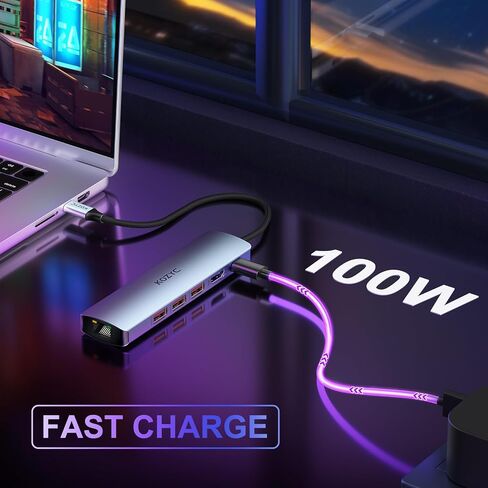 USB C Hub Ethernet Multiport Adapter, KOZYC 6 in 1 USB C to HDMI Dock with HDMI 4K 60Hz, 1Gbps RJ45 Ethernet, 3 USB 3.2 Data Ports, 100W PD Compatible with MacBook Air/Pro, XPS13/15, Dell in Saudi Arabia